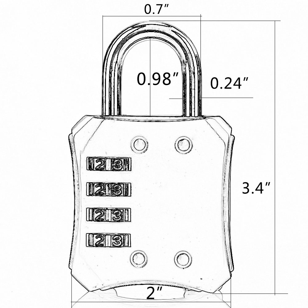  Large 4-Digits Re-settable Combination Lock