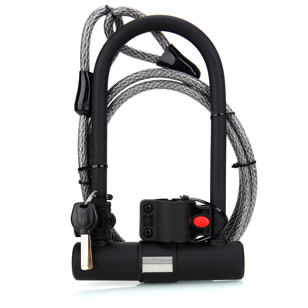 Black Solid Cable Bike U-lock 